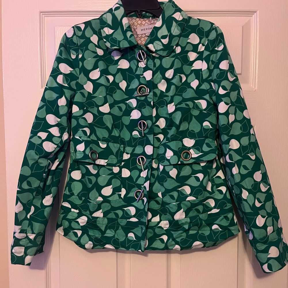 Merona Teal Leaf Print Jacket
